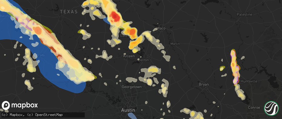 Hail map in Belton, TX on May 10, 2026