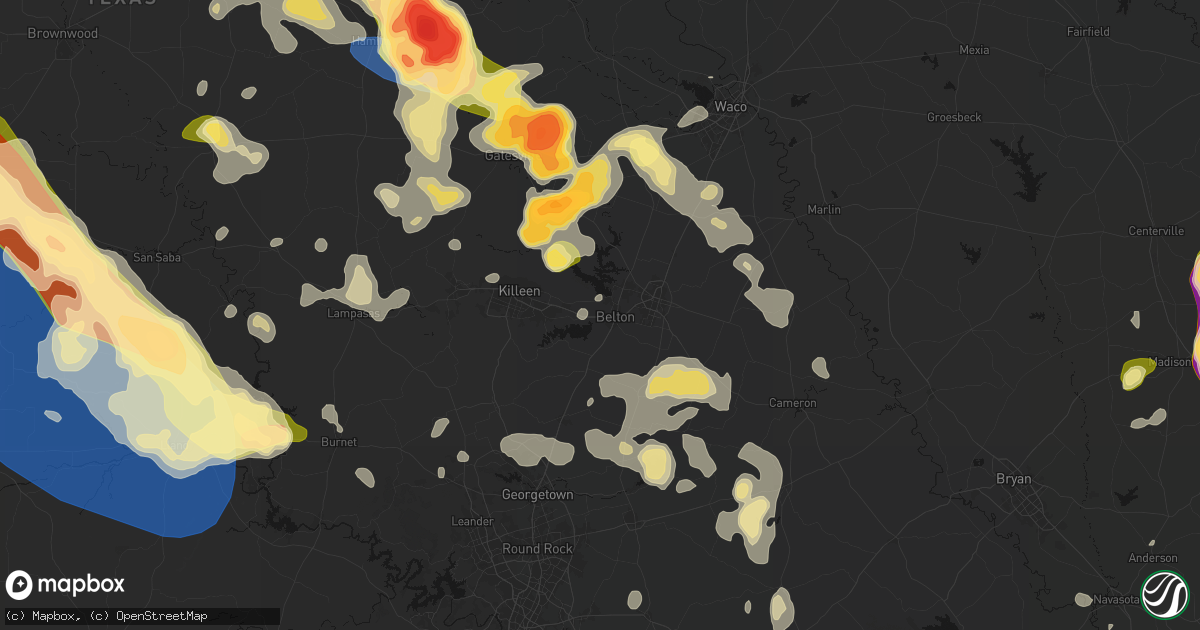 Hail map in Belton, TX on May 10, 2026