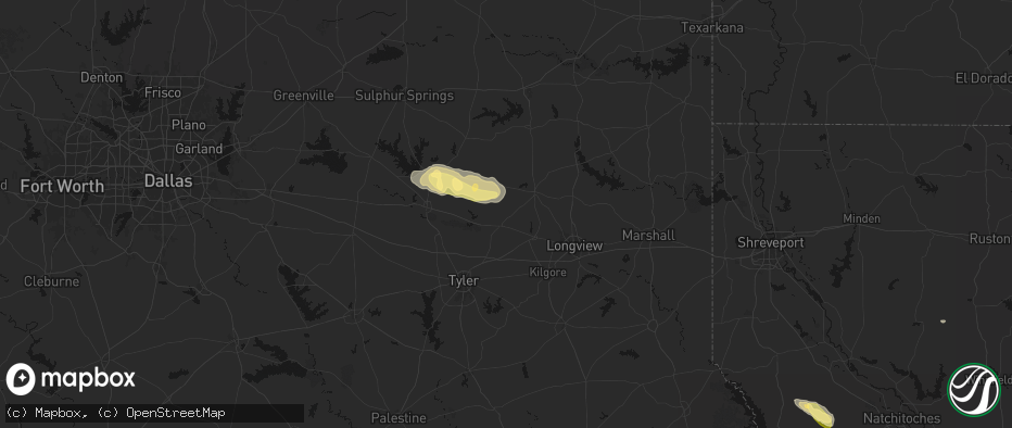 Hail map in Big Sandy, TX on May 10, 2026