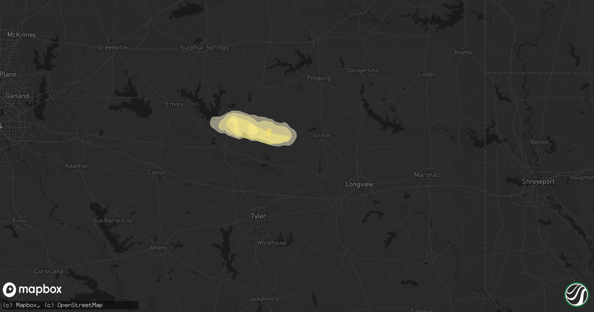 Hail map in Big Sandy, TX on May 10, 2026