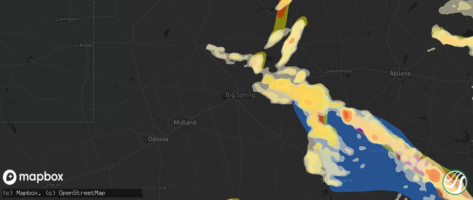 Hail map in Big Spring, TX on May 10, 2026