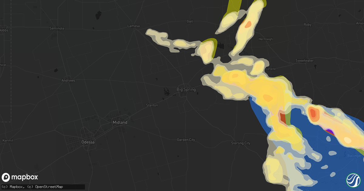 Hail map in Big Spring, TX on May 10, 2026