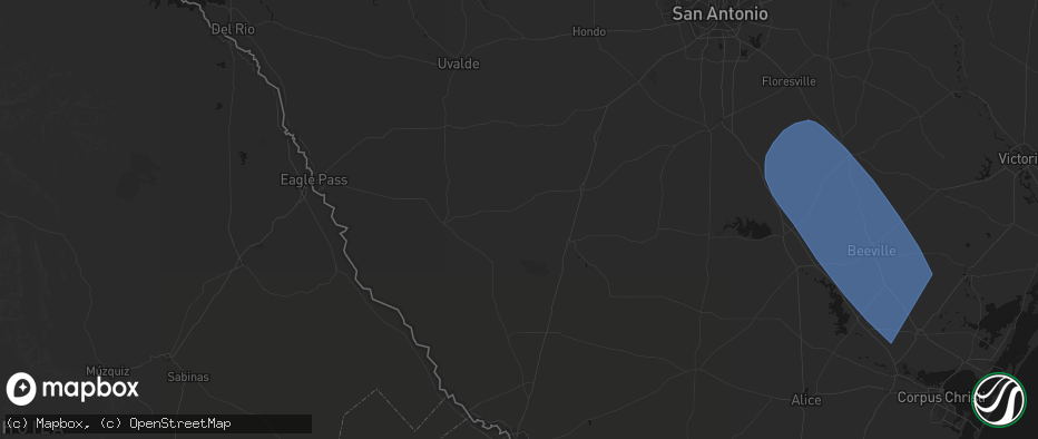Hail map in Big Wells, TX on May 10, 2026