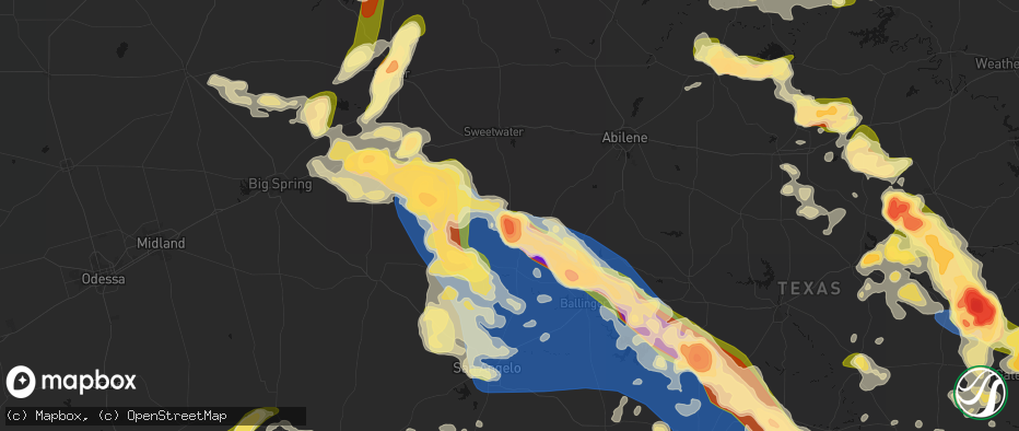 Hail map in Blackwell, TX on May 10, 2026
