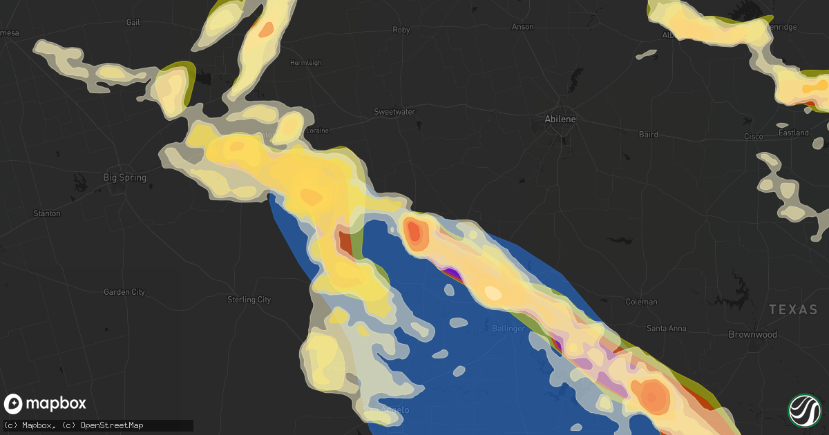Hail map in Blackwell, TX on May 10, 2026