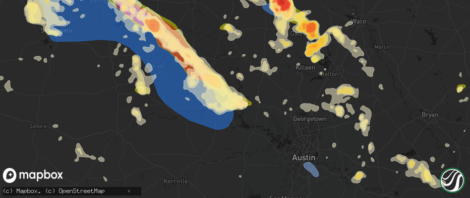 Hail map in Bluffton, TX on May 10, 2026