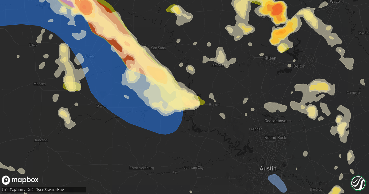 Hail map in Bluffton, TX on May 10, 2026