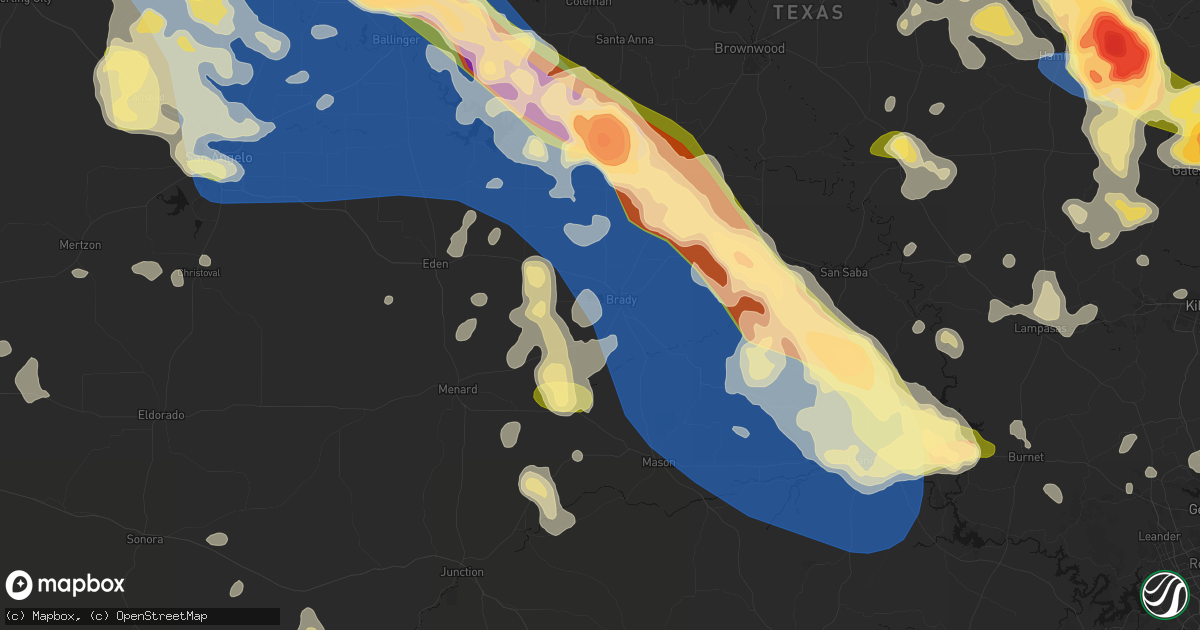 Hail map in Brady, TX on May 10, 2026
