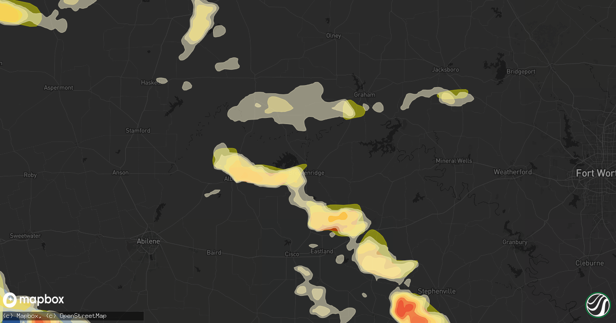 Hail map in Breckenridge, TX on May 10, 2026