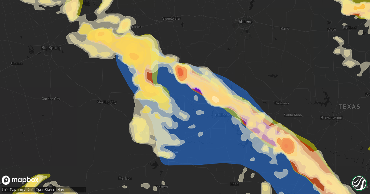 Hail map in Bronte, TX on May 10, 2026