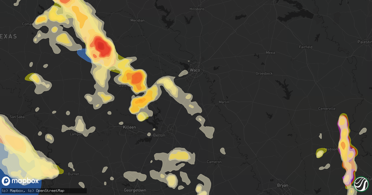 Hail map in Bruceville, TX on May 10, 2026