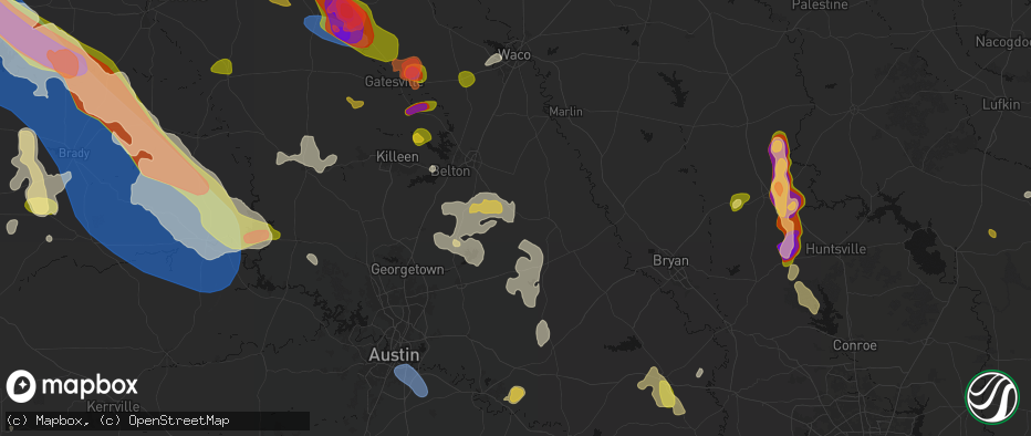 Hail map in Buckholts, TX on May 10, 2026