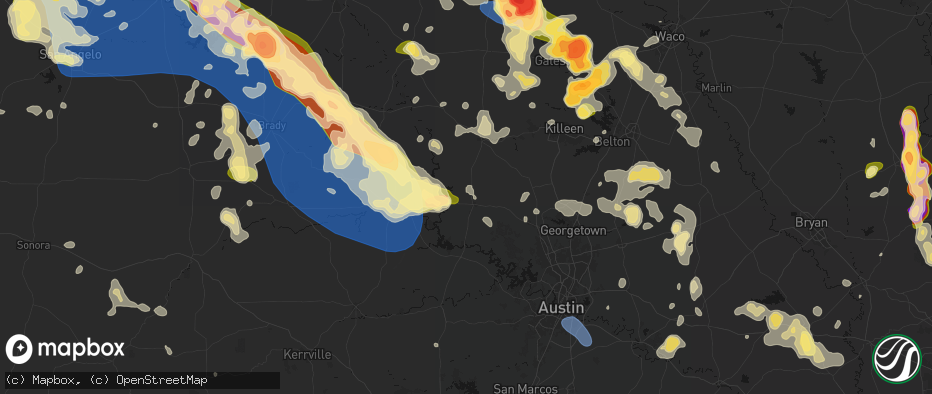 Hail map in Burnet, TX on May 10, 2026