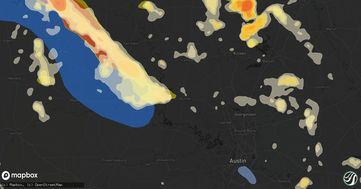 Hail map in Burnet, TX on May 10, 2026