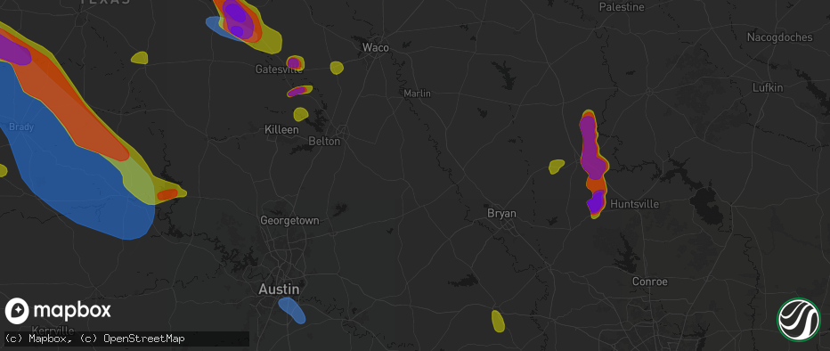 Hail map in Cameron, TX on May 10, 2026
