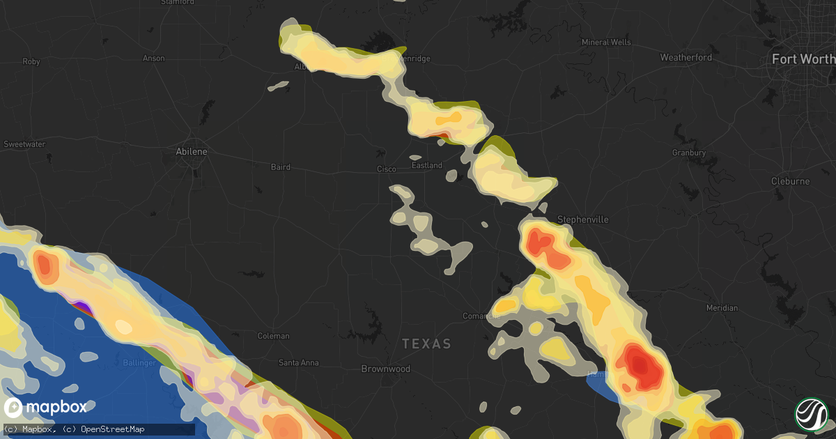 Hail map in Carbon, TX on May 10, 2026