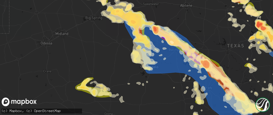 Hail map in Carlsbad, TX on May 10, 2026