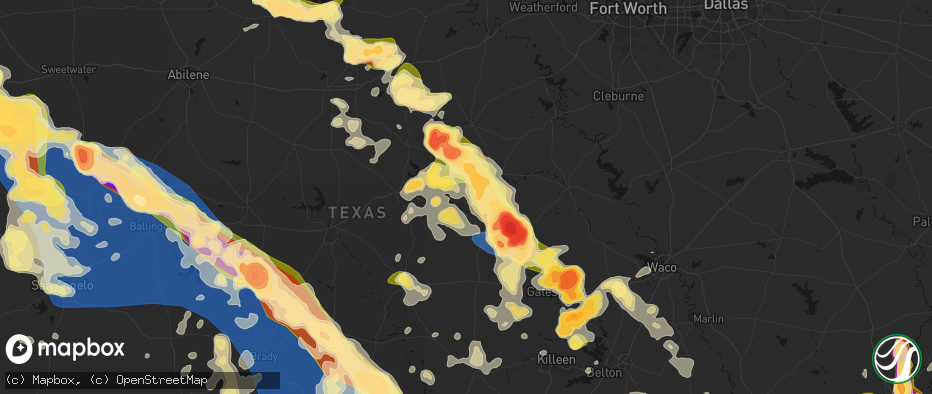 Hail map in Carlton, TX on May 10, 2026