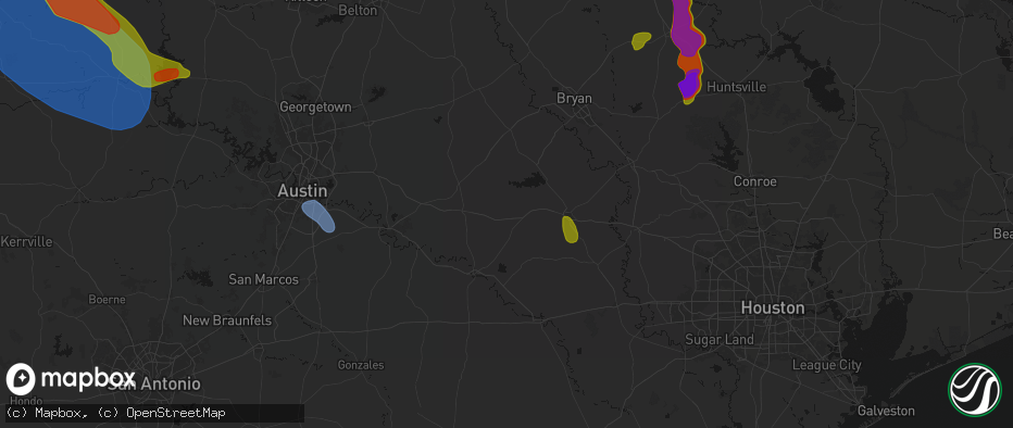 Hail map in Carmine, TX on May 10, 2026