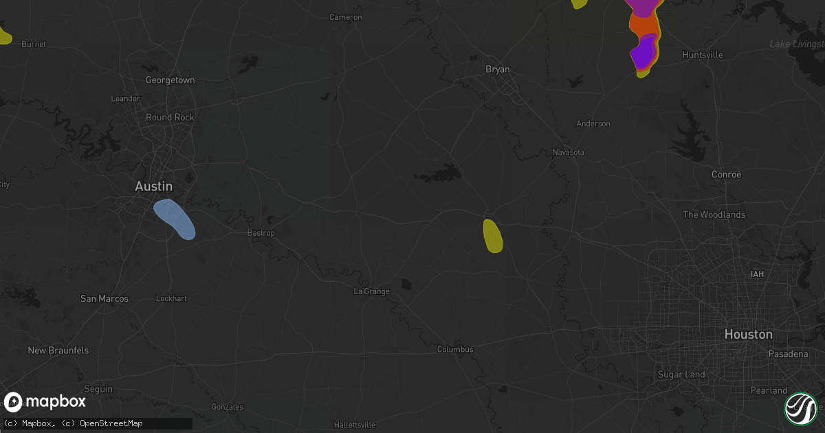 Hail map in Carmine, TX on May 10, 2026