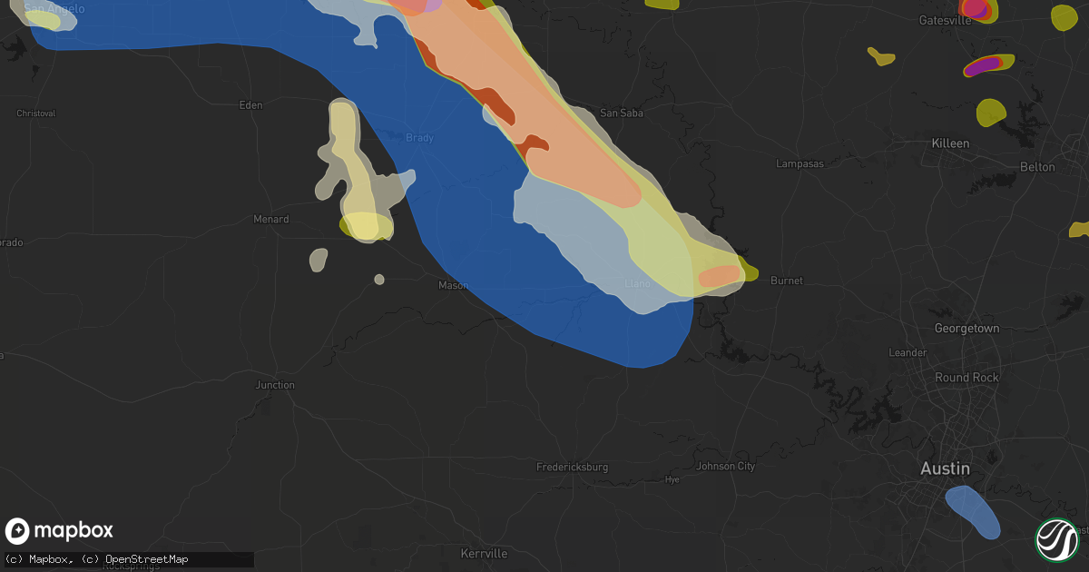 Hail map in Castell, TX on May 10, 2026