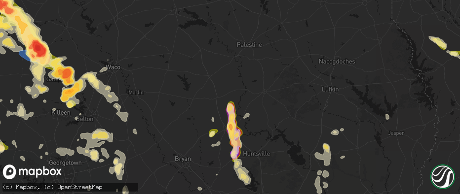 Hail map in Centerville, TX on May 10, 2026