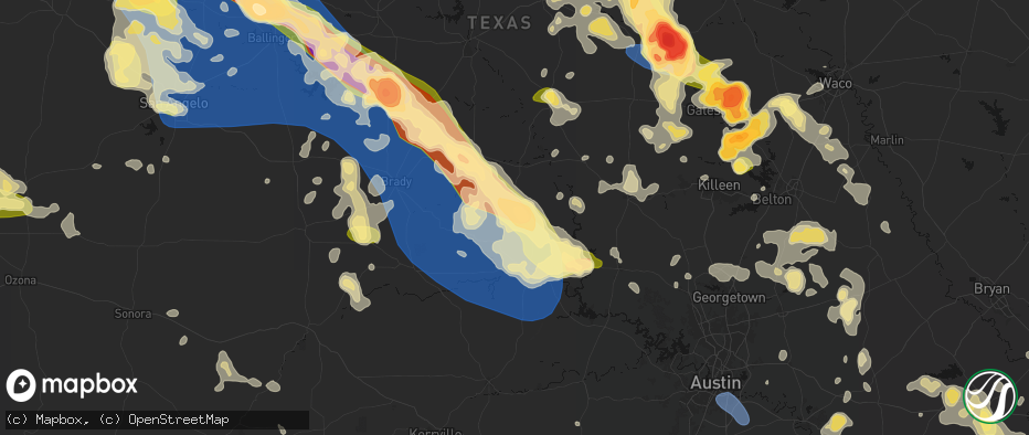 Hail map in Cherokee, TX on May 10, 2026
