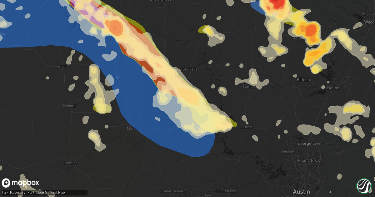 Hail map in Cherokee, TX on May 10, 2026