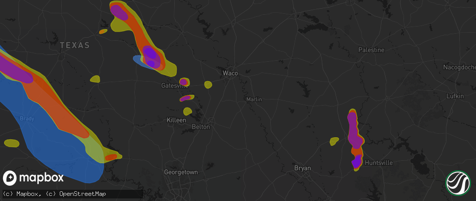 Hail map in Chilton, TX on May 10, 2026