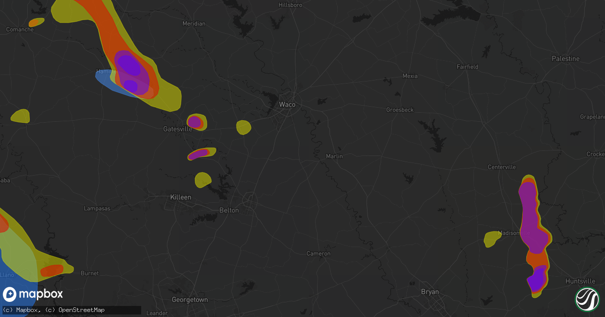 Hail map in Chilton, TX on May 10, 2026