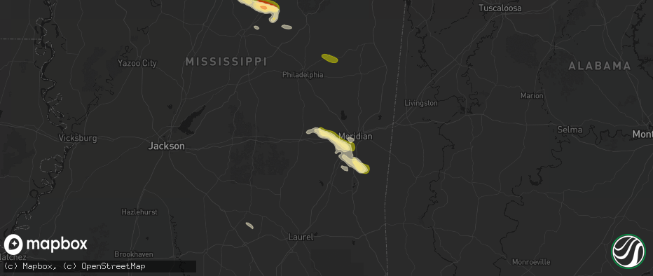 Hail map in Chunky, MS on May 10, 2026