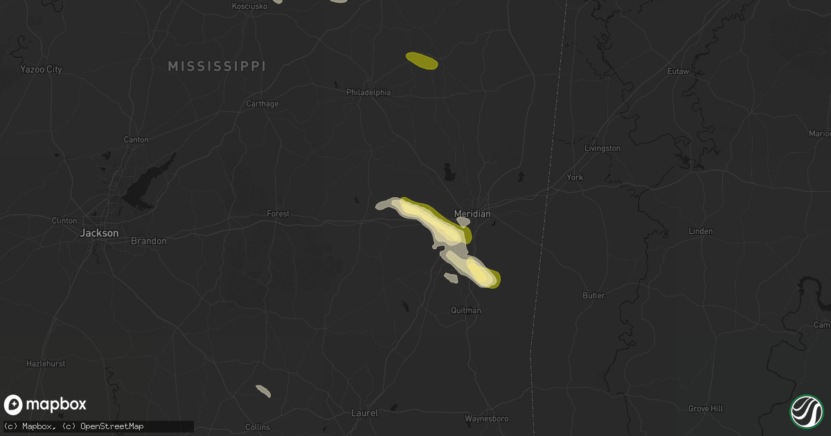 Hail map in Chunky, MS on May 10, 2026
