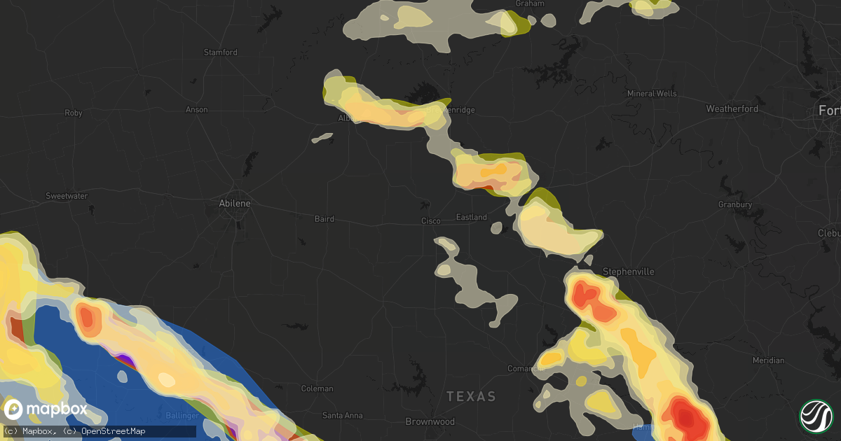 Hail map in Cisco, TX on May 10, 2026