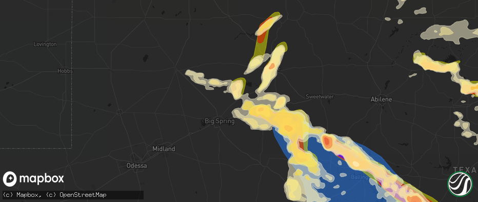 Hail map in Coahoma, TX on May 10, 2026