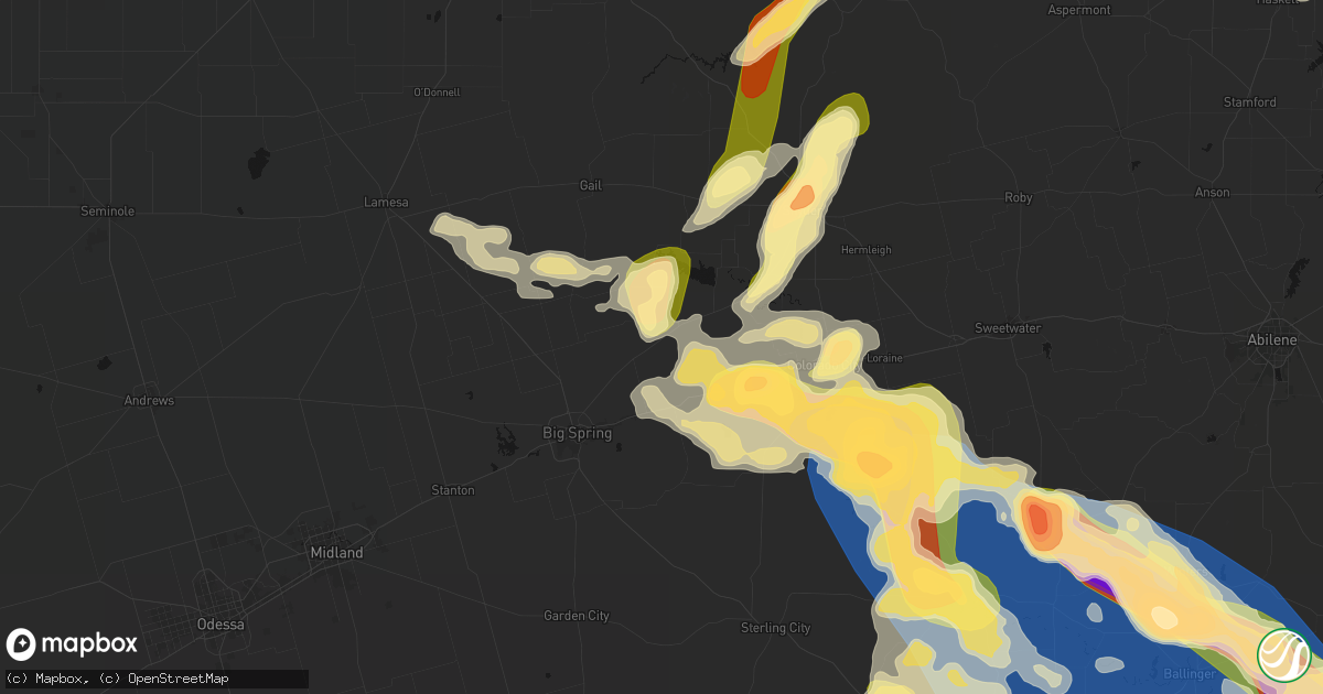 Hail map in Coahoma, TX on May 10, 2026
