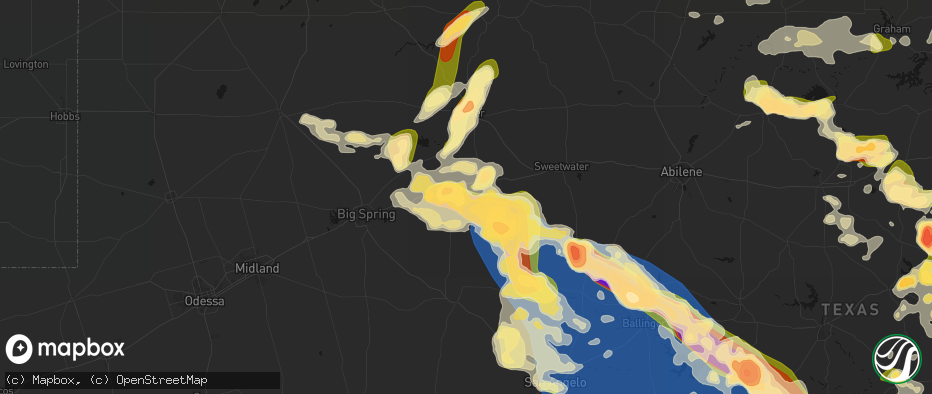 Hail map in Colorado City, TX on May 10, 2026