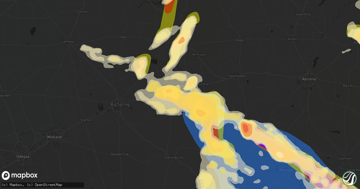 Hail map in Colorado City, TX on May 10, 2026