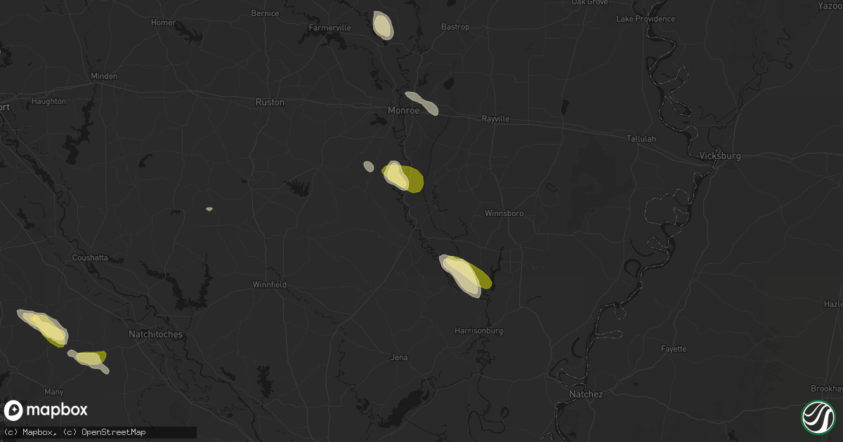 Hail map in Columbia, LA on May 10, 2026