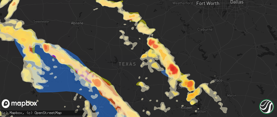 Hail map in Comanche, TX on May 10, 2026