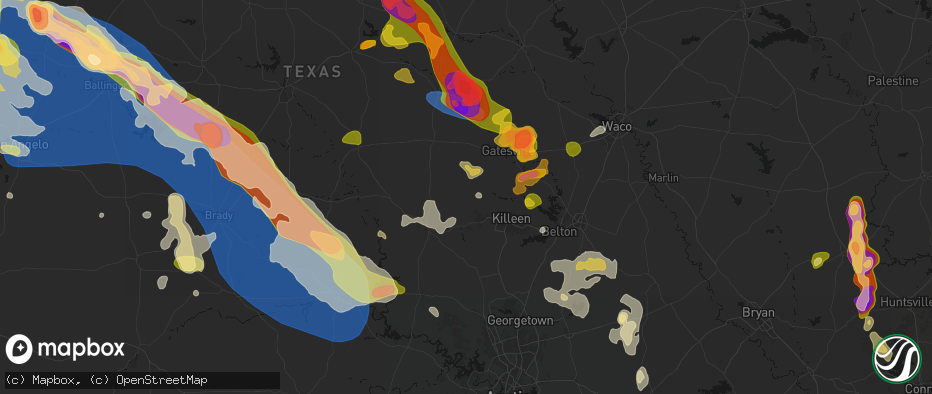 Hail map in Copperas Cove, TX on May 10, 2026