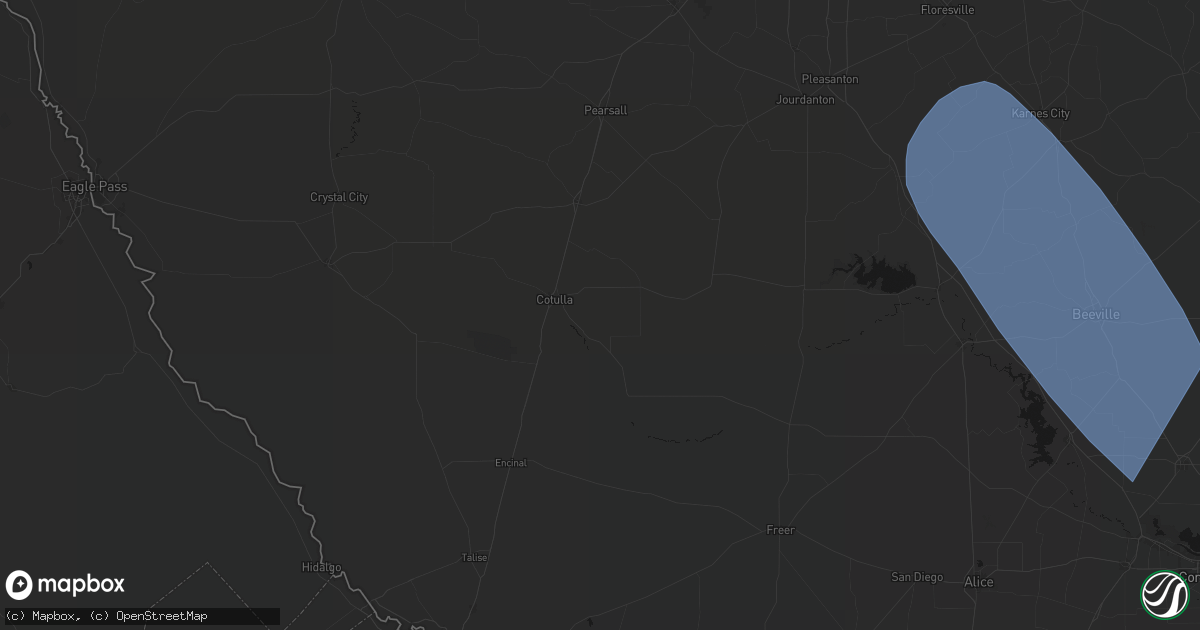 Hail map in Cotulla, TX on May 10, 2026
