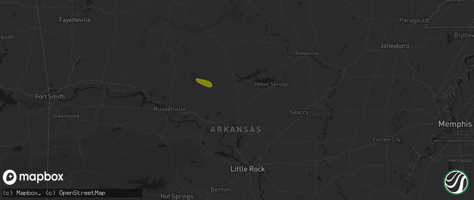 Hail map in Damascus, AR on May 10, 2026