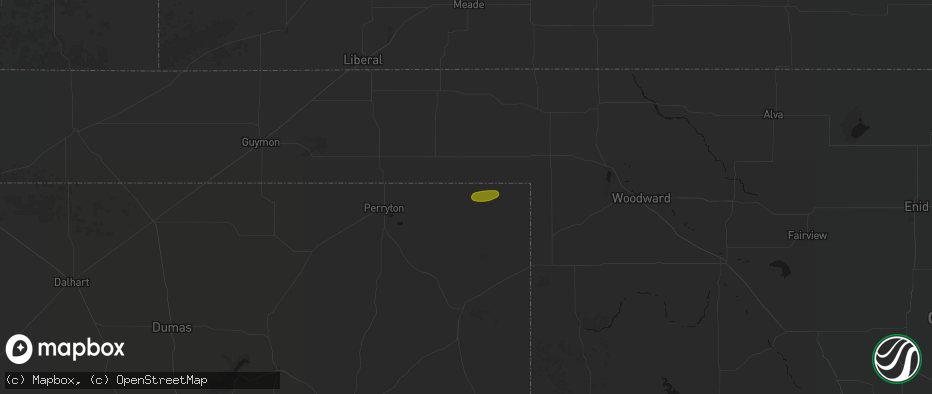 Hail map in Darrouzett, TX on May 10, 2026