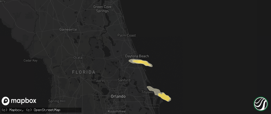 Hail map in Daytona Beach, FL on May 10, 2026