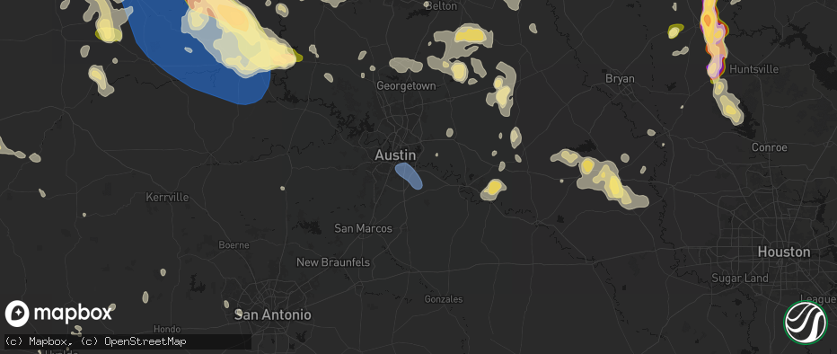 Hail map in Del Valle, TX on May 10, 2026