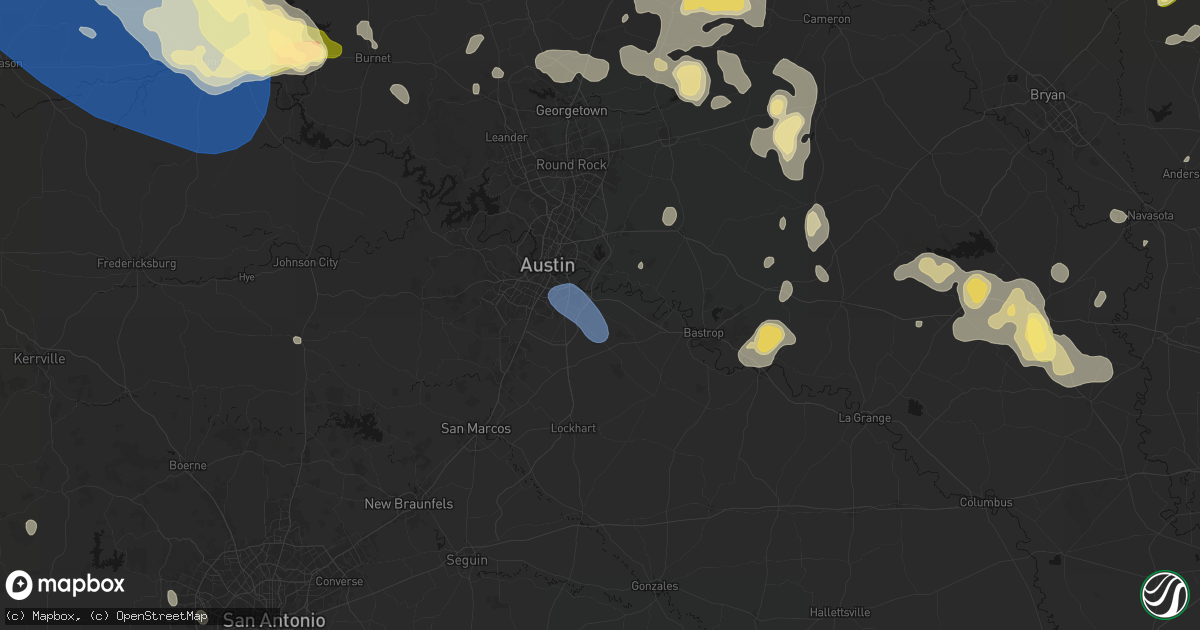 Hail map in Del Valle, TX on May 10, 2026