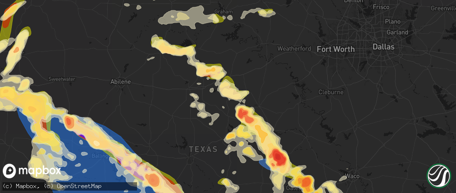 Hail map in Desdemona, TX on May 10, 2026