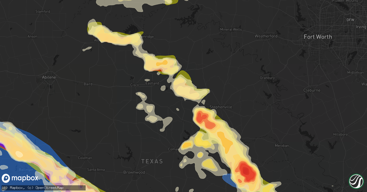 Hail map in Desdemona, TX on May 10, 2026