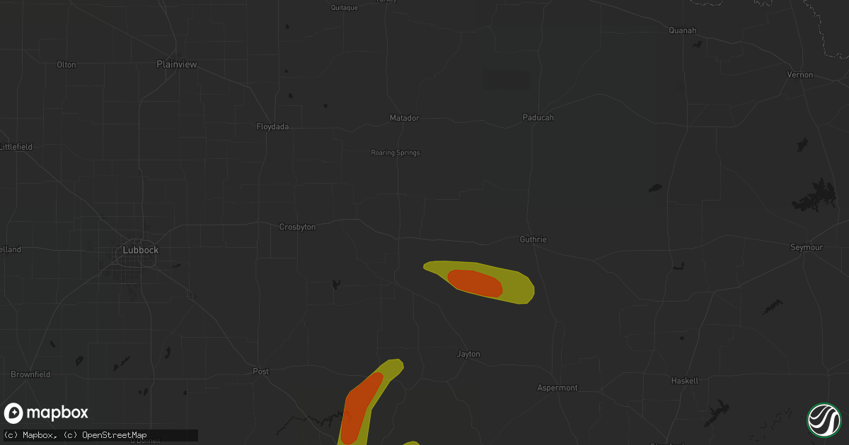 Hail map in Dickens, TX on May 10, 2026