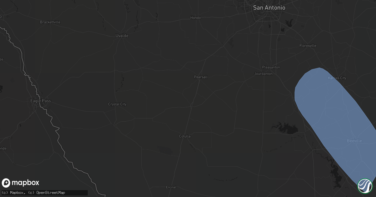 Hail map in Dilley, TX on May 10, 2026